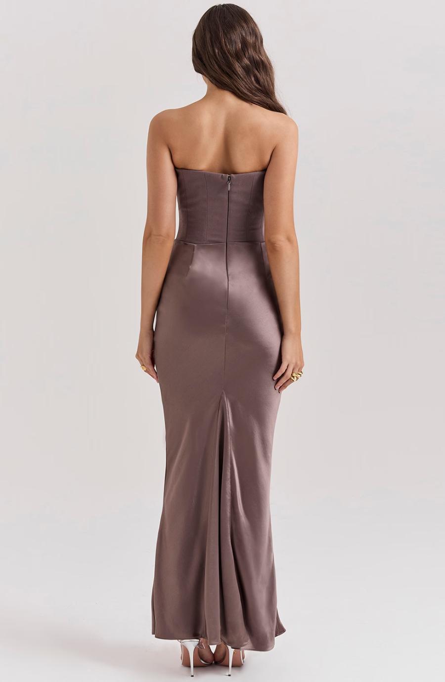 Beautiful formal strapless column gown, ideal for women's special occasions.