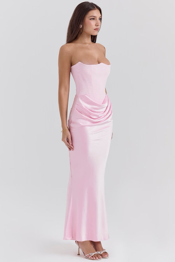 Beautiful formal strapless gown, ideal for prom or wedding guests.