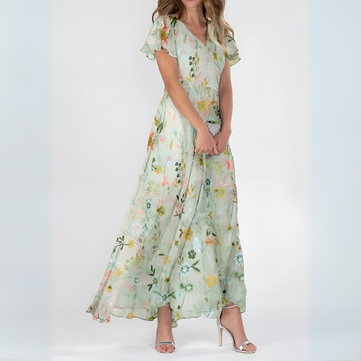 Sophisticated women's party dress, elegant & flattering for evening events. Comfortable, fashionable ladies' wear.