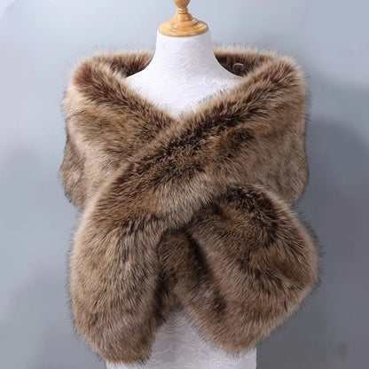 Elegant women's faux fur shawl, perfect for formal events or a chic winter look.