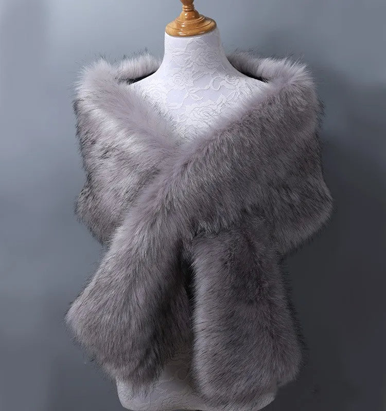 Warm and chic faux fur women's wrap, a must-have elegant winter accessory.