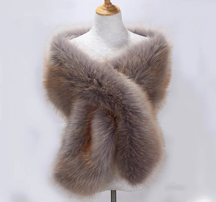 Luxurious faux fur women's wrap, soft and elegant for formal or casual winter outfits.