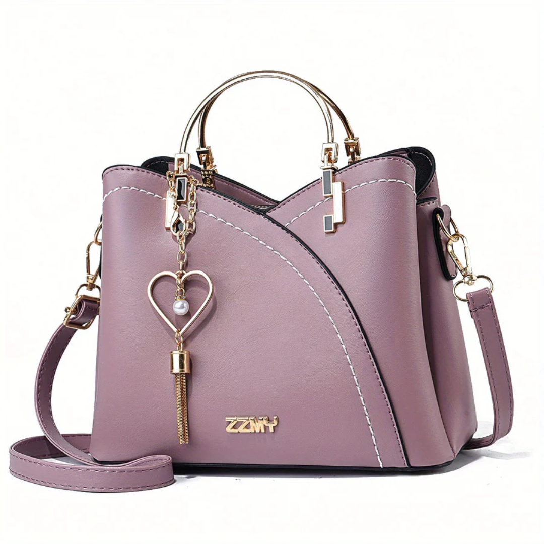 Classic elegant faux leather shoulder bag for women, versatile and stylish for any outfit.