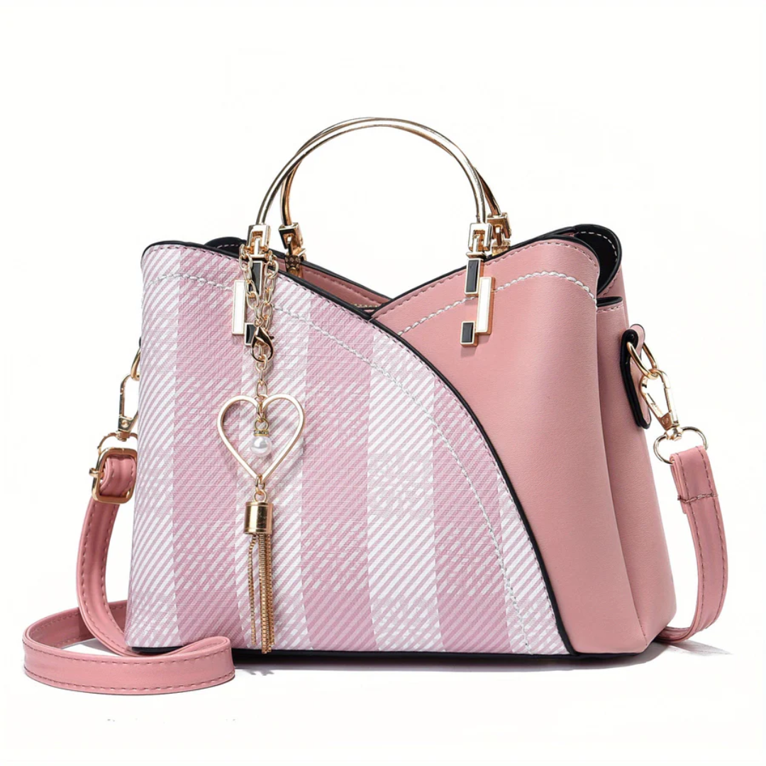 Sleek multi-color faux leather women's handbag. Elegant everyday carry purse for modern style.