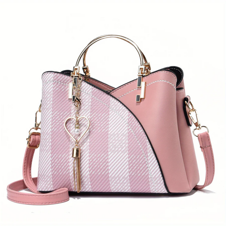Sleek multi-color faux leather women's handbag. Elegant everyday carry purse for modern style.
