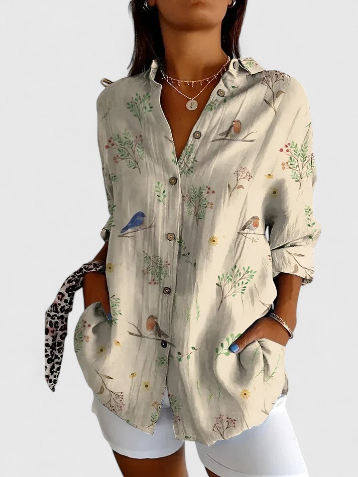 Versatile women's floral top, ideal for casual outings, office style, or summer events.