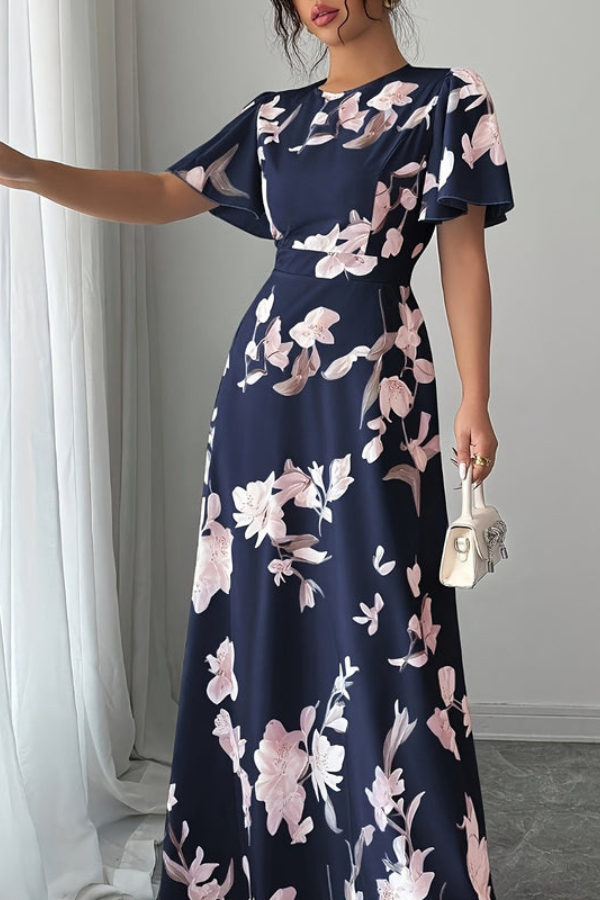 Party perfect: women's retro floral pleated midi dress, elegant for special occasions.