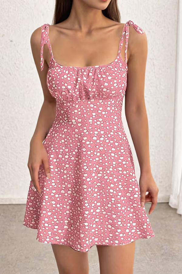Versatile women's floral strapless slip dress. Elegant and flowy, perfect for summer, evening, or party events.