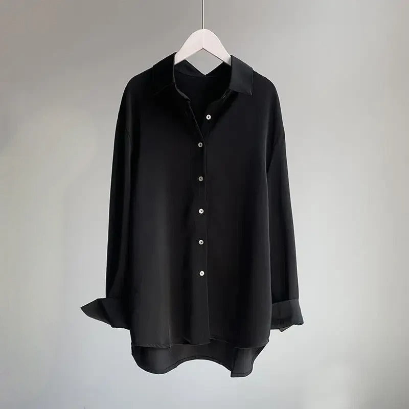 Women's elegant flowy long sleeve blouse shirt, designed for effortless style and comfortable fit.