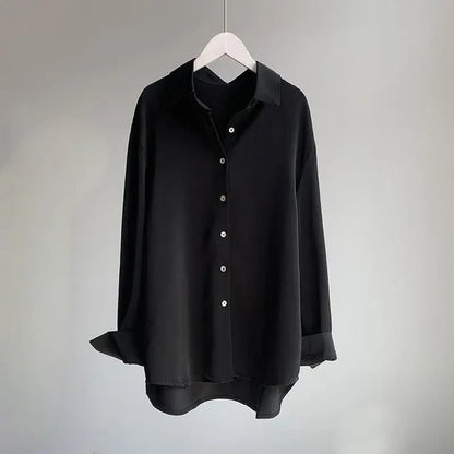 Women's elegant flowy long sleeve blouse shirt, designed for effortless style and comfortable fit.