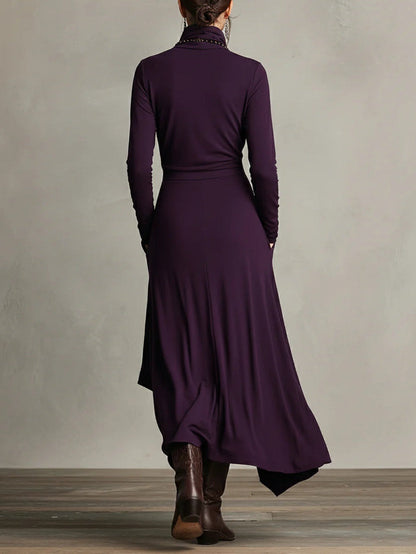 Chic women's draped maxi dress, flowy and comfortable, ideal for elegant parties or versatile sophisticated style.