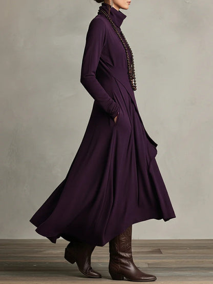 Sophisticated women's long sleeve maxi dress with elegant drape, perfect as a party dress or evening gown.