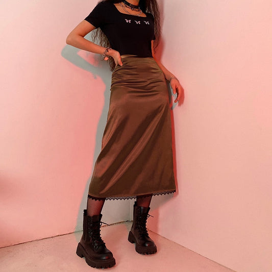 Elegant women's flowy long skirt. Chic & versatile for aesthetic fashion, everyday wear, & modest style.