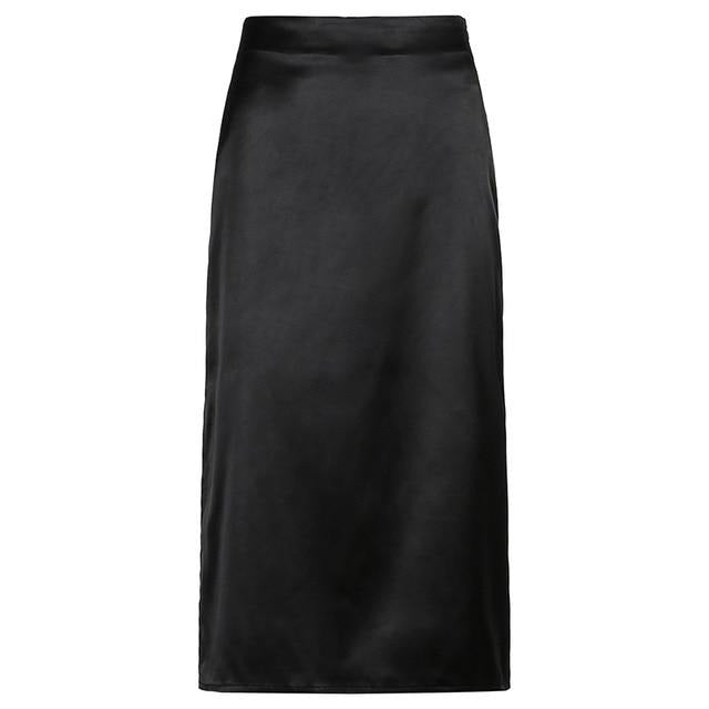 Women's elegant flowy long skirt. Chic, versatile bottom for aesthetic, casual, or grunge fashion.