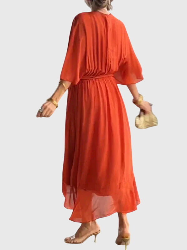 V-neck elegant maxi dress for women, a comfortable and versatile flowy design for summer or parties.
