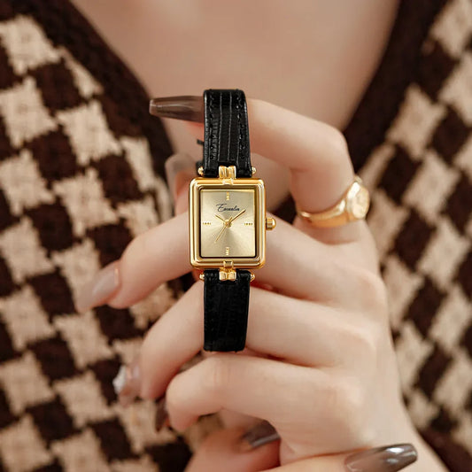 Elegant women's gold-tone wristwatch, a refined timepiece with a classic design and comfortable adjustable strap.