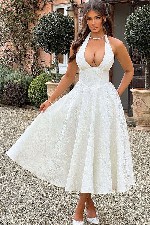 Beautiful women's homecoming dress, featuring an elegant halterneck.