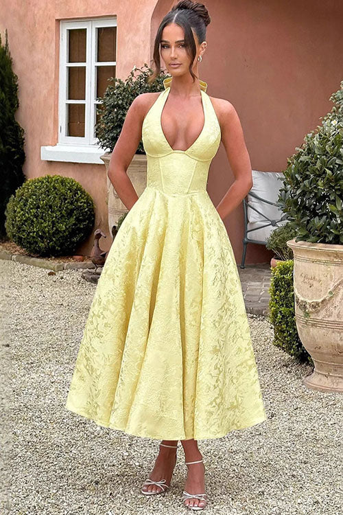 Flattering halterneck homecoming gown for women, sophisticated & elegant.