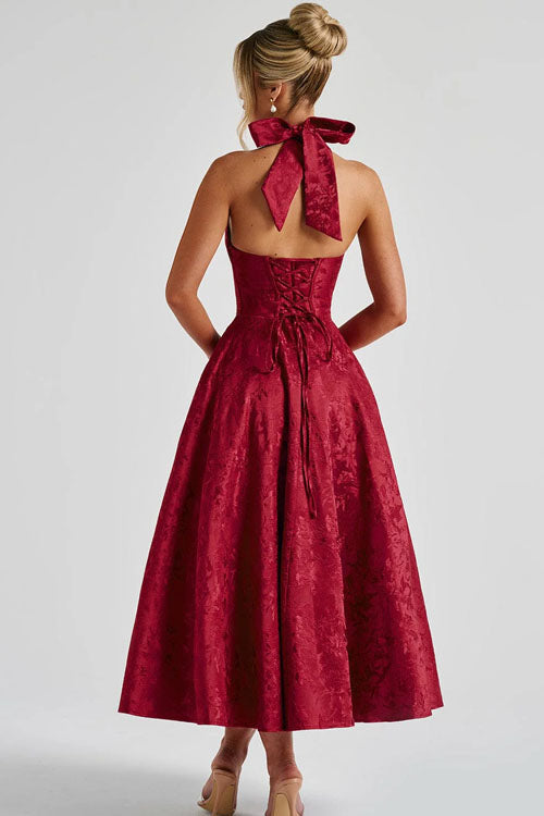 Beautiful women's halterneck party dress, perfect for homecoming dances.