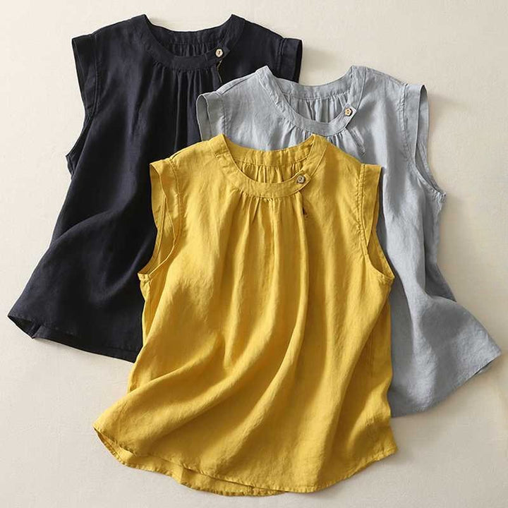 Classic women's high-collared shirt with a delicate pin-tuck design, offering an elegant & versatile style.