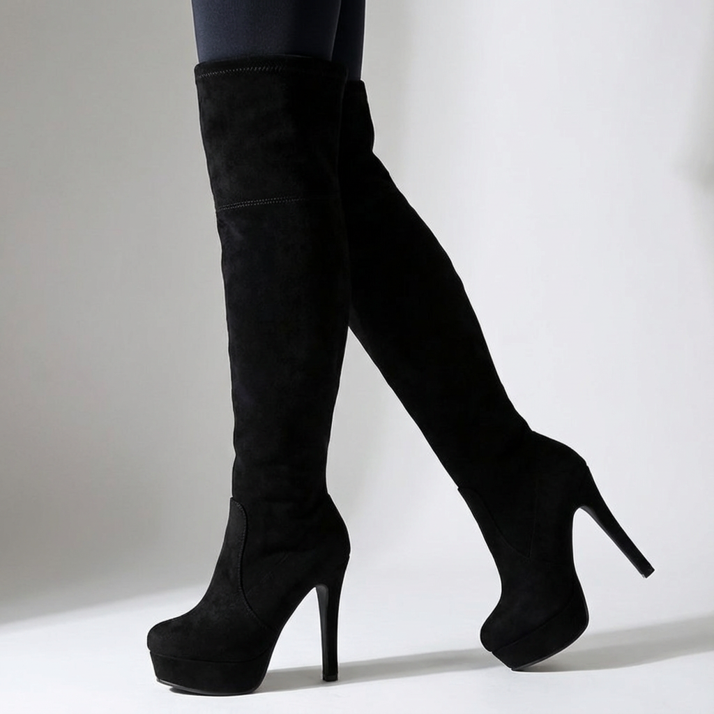 Chic women's high heel slouch boots, featuring a unique foldable design for versatile style.