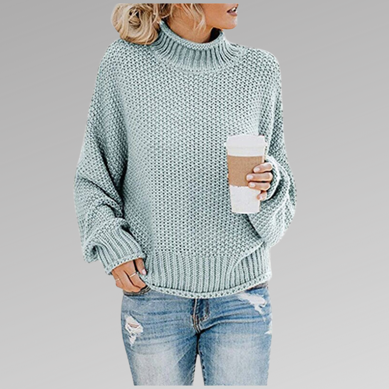 Women's elegant high-neck sweater for office to evening, ensuring chic comfort and sophisticated winter fashion.