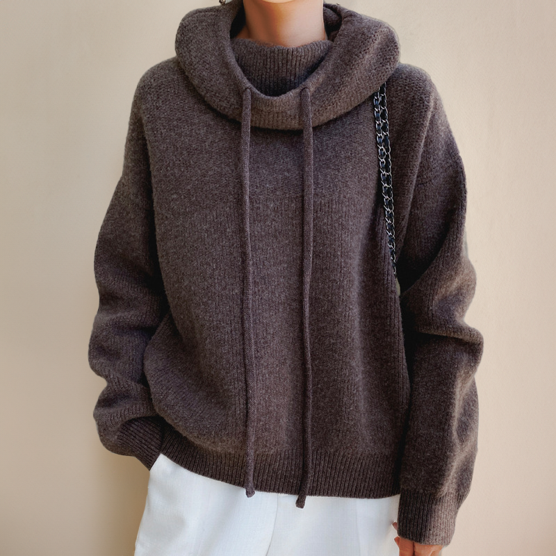 Comfy women's elegant high-neck turtleneck top, a versatile piece for chic fall fashion and everyday wear.