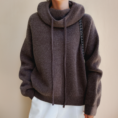 Comfy women's elegant high-neck turtleneck top, a versatile piece for chic fall fashion and everyday wear.