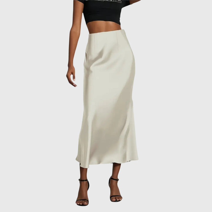 Women's long high waist slip skirt with elegant bias cut, ideal for both casual and evening outfits.