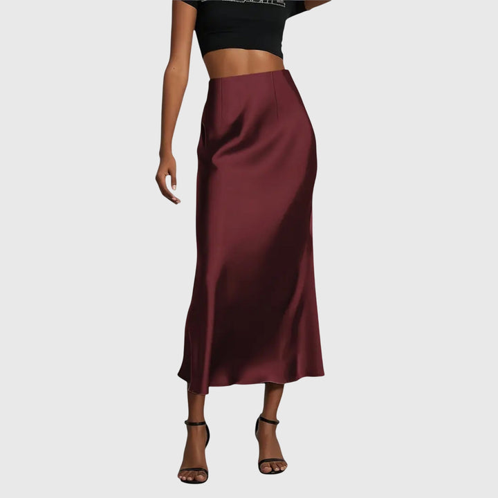Graceful women's high waist maxi skirt, featuring a modern bias cut and luxurious slip style for sophisticated looks.