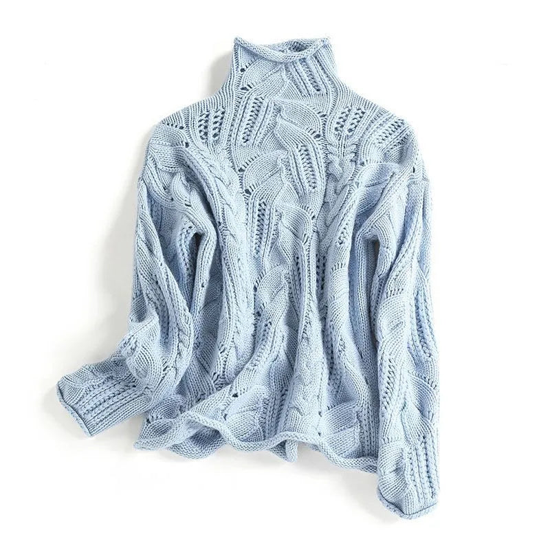 Elegant women's knit pullover sweater, long sleeve, perfect for chic fall & winter fashion. Cozy & comfortable top.