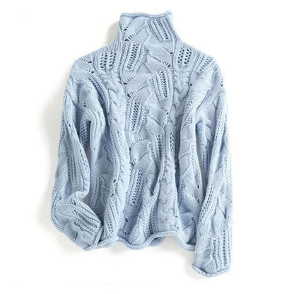 Cozy women's knit pullover sweater. Stylish long sleeve top for elegant fall and winter casual wear. Warm & comfortable.
