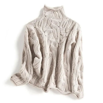 Modern classic women's knit pullover. Stylish long sleeve sweater for elegant fall and winter everyday wear. Cozy top.