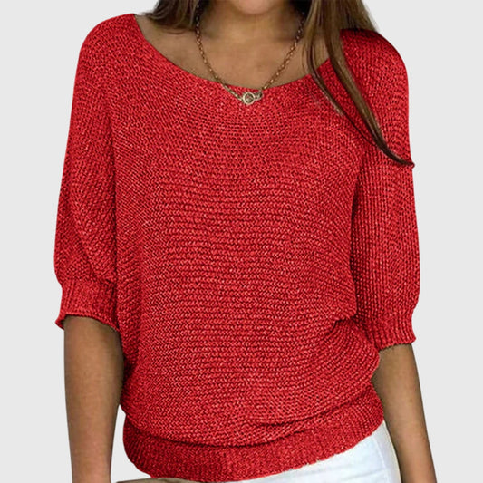 Elegant women's knit sweater, soft & cozy for versatile fall/winter fashion. Long sleeve comfort.