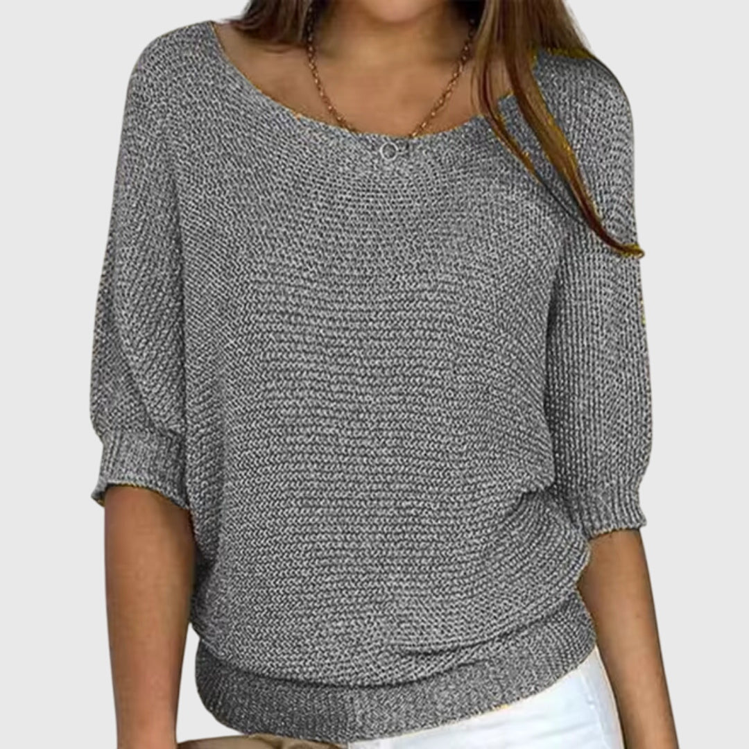 Soft & comfortable women's elegant knit sweater, ideal for cozy fall/winter long sleeve fashion and versatile wear.