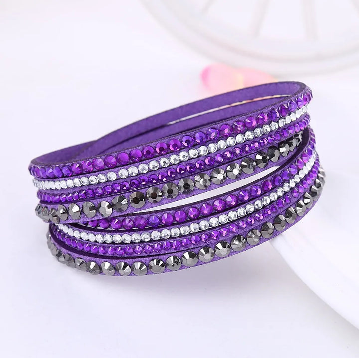 Sparkling layered rhinestone bracelet, a chic women's fashion accessory perfect for elegant occasions.