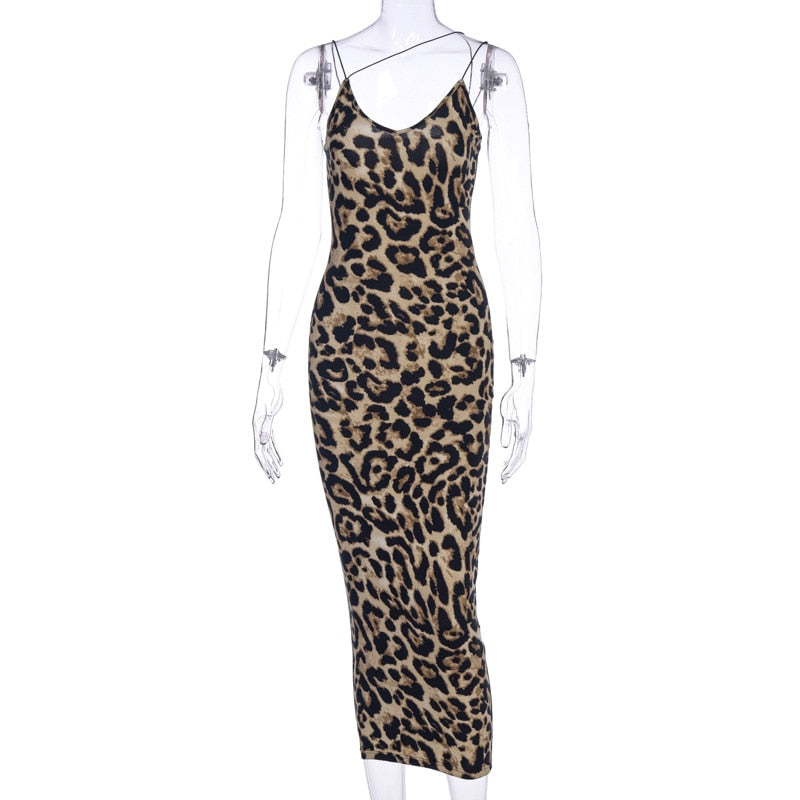 Trend-setting leopard print midi dress for women, offering versatile style for any occasion.