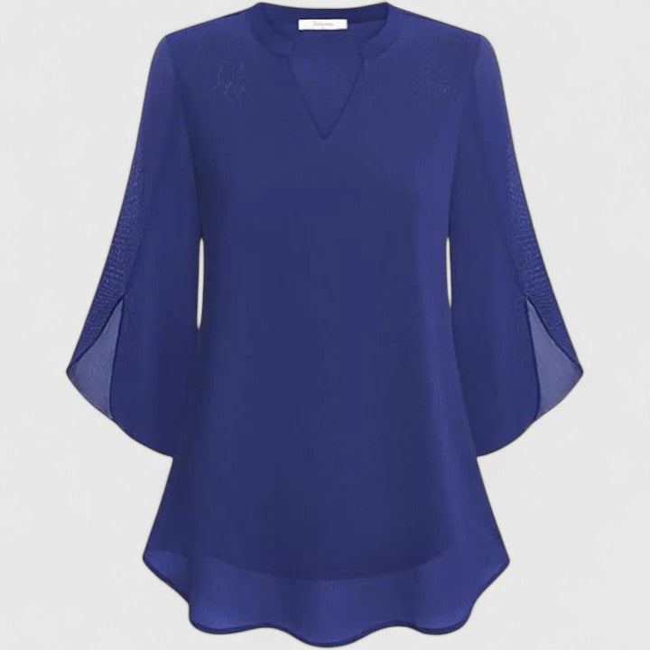 Fashionable women's office blouse, an elegant and chic long sleeve top for modern apparel.
