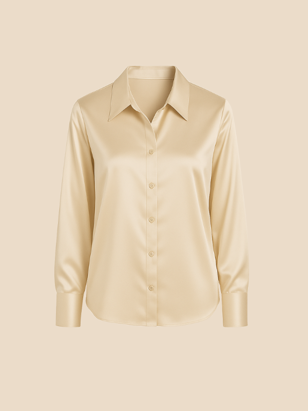 Women's elegant buttoned blouse with long sleeves, a stylish wardrobe essential.
