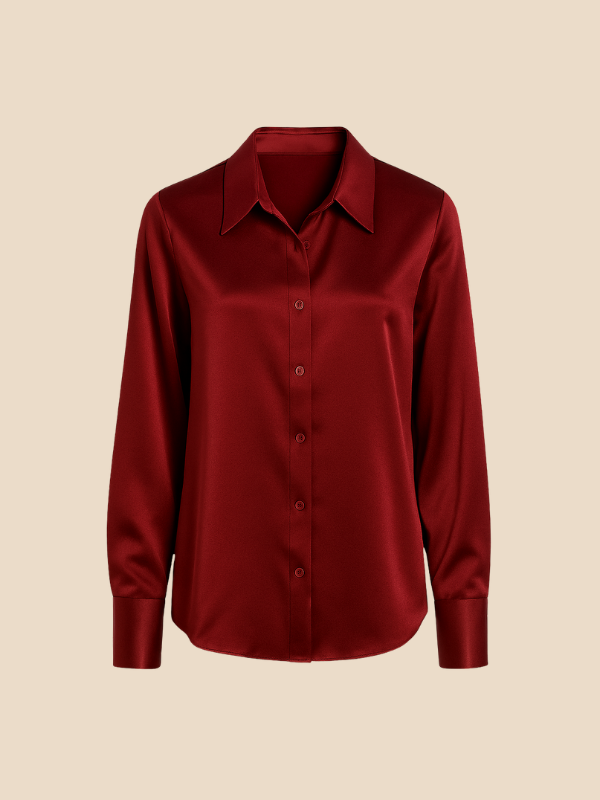 Elegant women's long sleeve button blouse, a core piece for business casual attire.