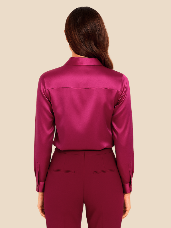 Women's elegant long sleeve button blouse, suitable for various fashion needs.