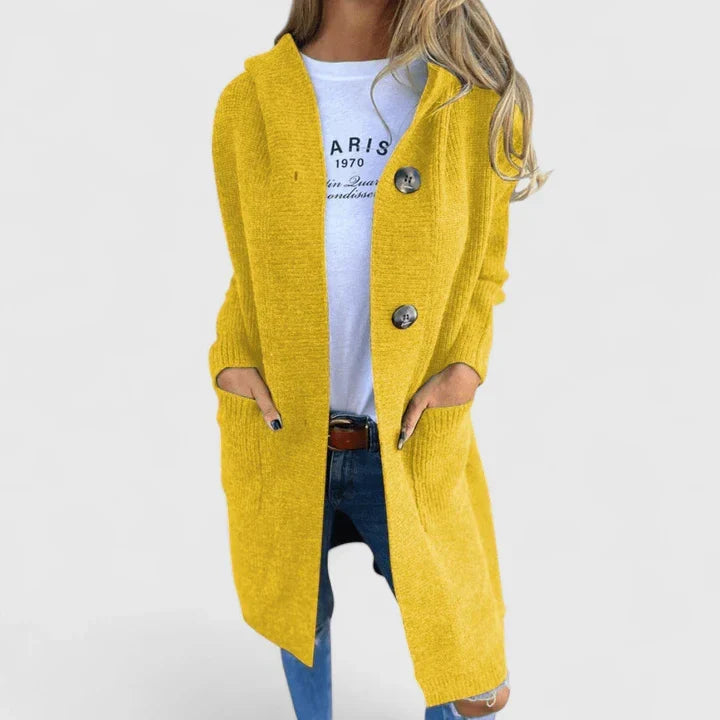 Soft, comfortable women's elegant cardigan, a versatile long sleeve top perfect for chic spring fashion layering.