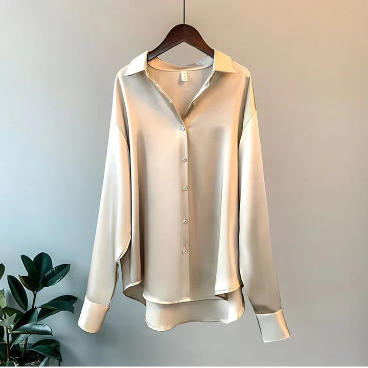 Sophisticated women's elegant long sleeve blouse, a stylish and comfortable professional top.