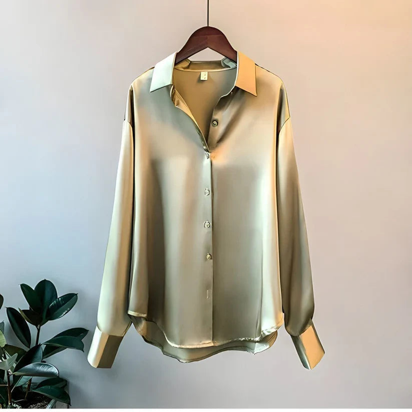 Women's elegant long sleeve blouse for office wear, a chic and professional addition to any wardrobe.