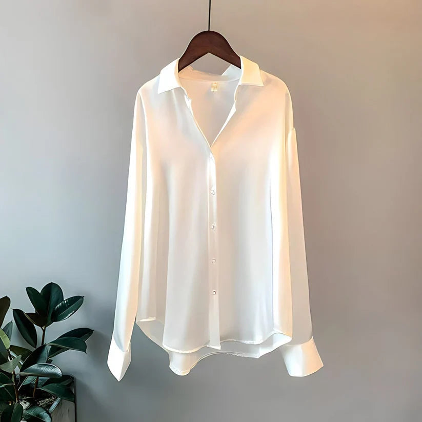 Comfortable women's long sleeve professional top, an elegant and versatile work blouse.