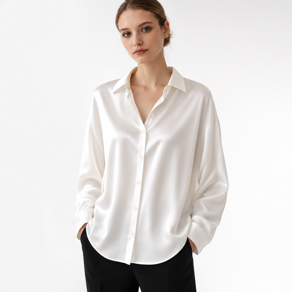 Professional and elegant women's long sleeve blouse, ideal for office and versatile fashion.