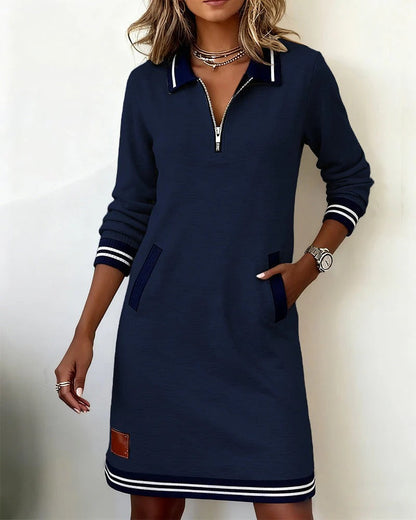 Burgundy women's long sleeve tunic dress, elegant & casual, perfect for fall fashion and work.