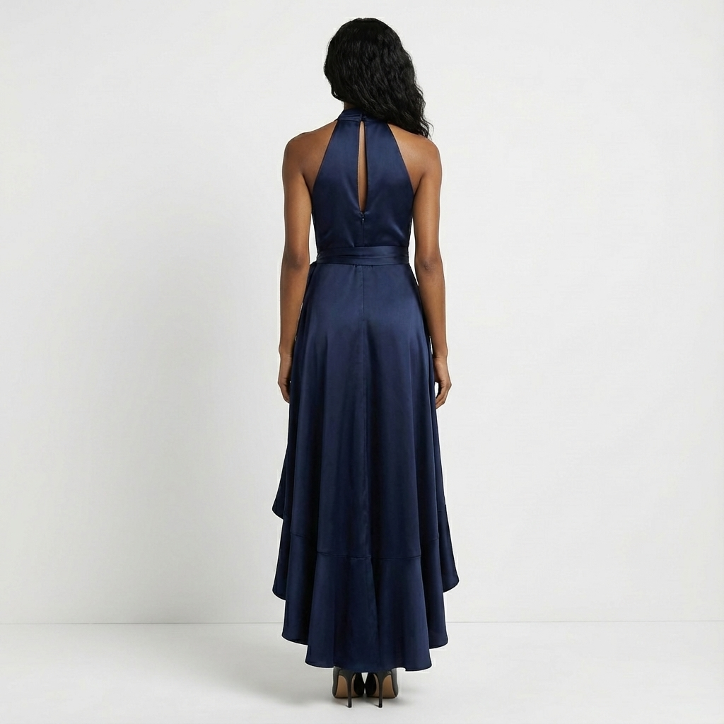 Women's special occasion maxi dress with tie-waist bow, a perfect blend of modesty and elegance.