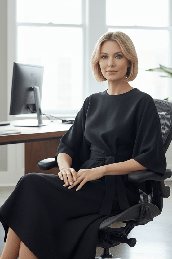 Flattering formal midi dress for women, featuring stylish long lantern sleeves. Ideal for special occasions.
