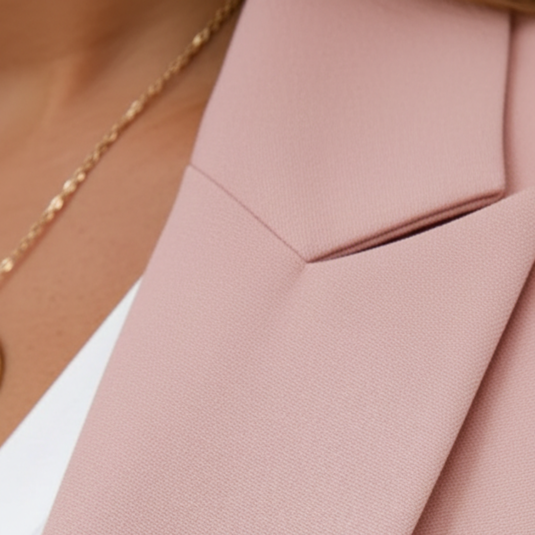 Classic blue women's blazer and jogger set, perfect for versatile smart casual or business casual styling.